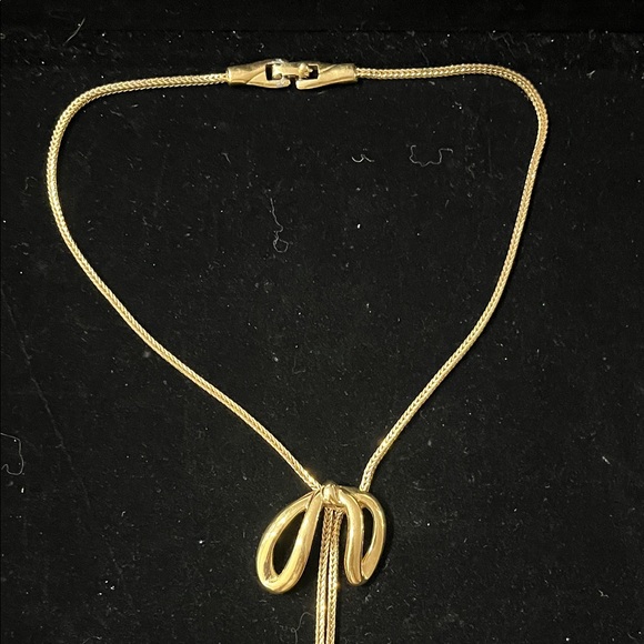 1635 Monet Vintage Squared Foxtail Bow Lariat Necklace - Picture 5 of 8